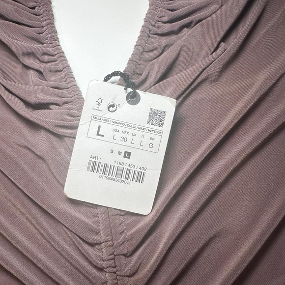 Elegant NWT women’s Zara mink ruched halter cocktail party dress with front slit - Picture 4 of 6